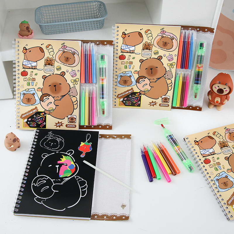 Nuevo producto Kapibala Libro de raspado Libro de pintura de graffiti colorido creativo Libro de pintura Material de arte de jardín de infantes Papelería para estudiantes