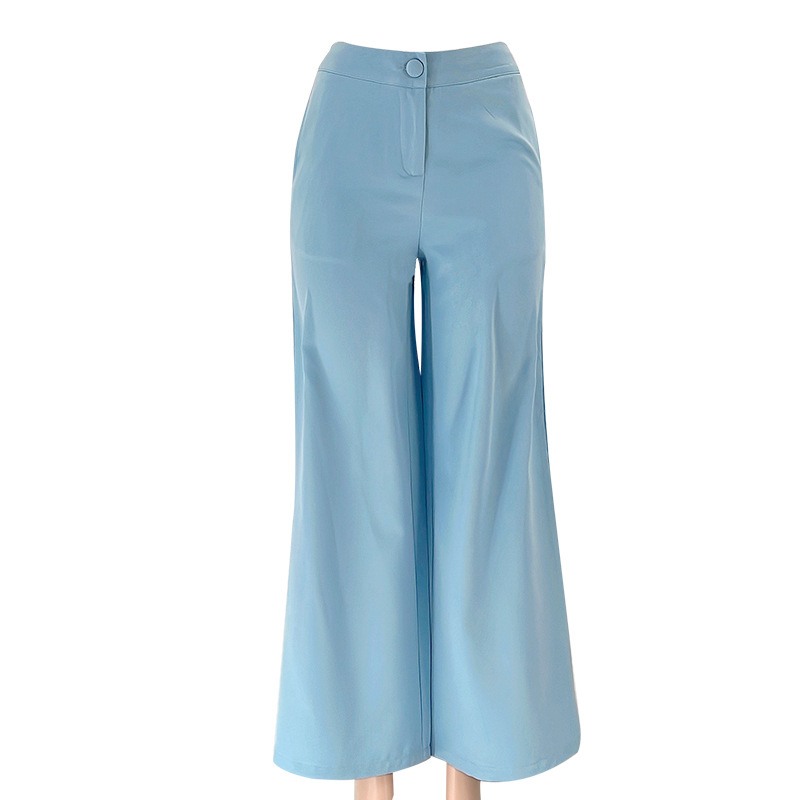 Autumn Winter Solid Color Short Long Sleeve Small Suit High Waist Wide Leg Pants Suit