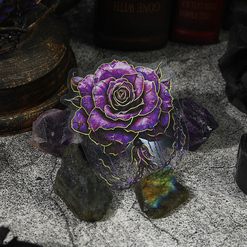 Ancient Forest PET Sticker Captured Rose Series Dark Theme Notebook Material Decor Collage Base 4 Styles