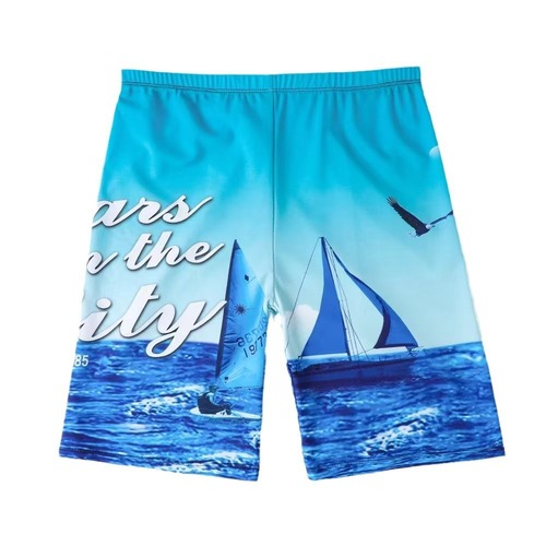 Fashion Men's Swim Trunks Five-Piece Printed Straight Leg Shorts Comfortable Anti-Embarrassment Loose Swim Trunks