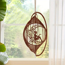 厂家直销生锈色精灵半月风铃金属花园风铃挂件户外庭院阳台装饰