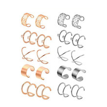 亚马逊热卖无耳洞耳夹套装时尚钛钢耳骨钉 wish eaby跨境个性耳饰