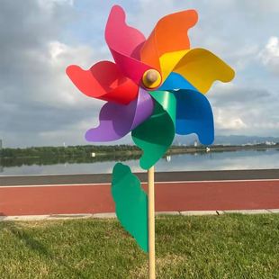 Colorful Wooden Windmill Children's Toy Kindergarten Scenic Outdoor 24CM32CM Colorful Dance Wooden Windmill