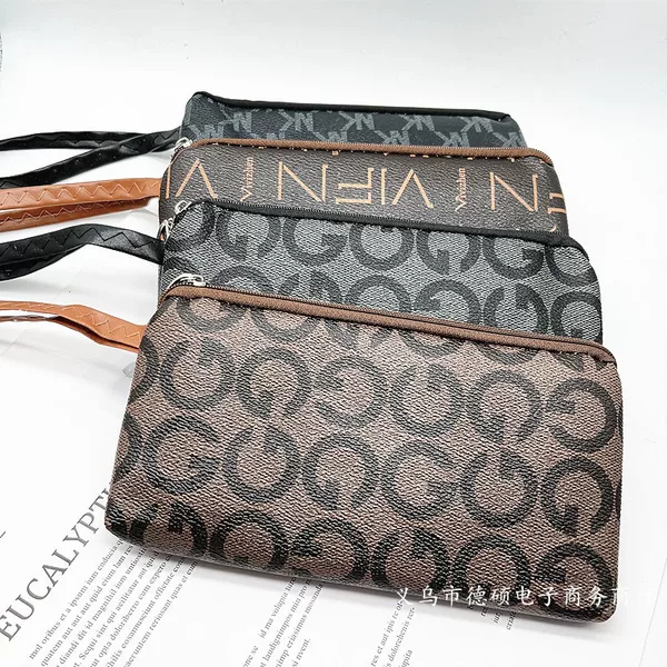 New ladies mobile phone bag change wrist rope PU clutch bag zipper coin bag purse bag factory wholesale