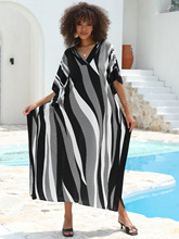 沙滩罩衫人棉印花度假长裙跨境亚马逊（10色）Y8808 Y