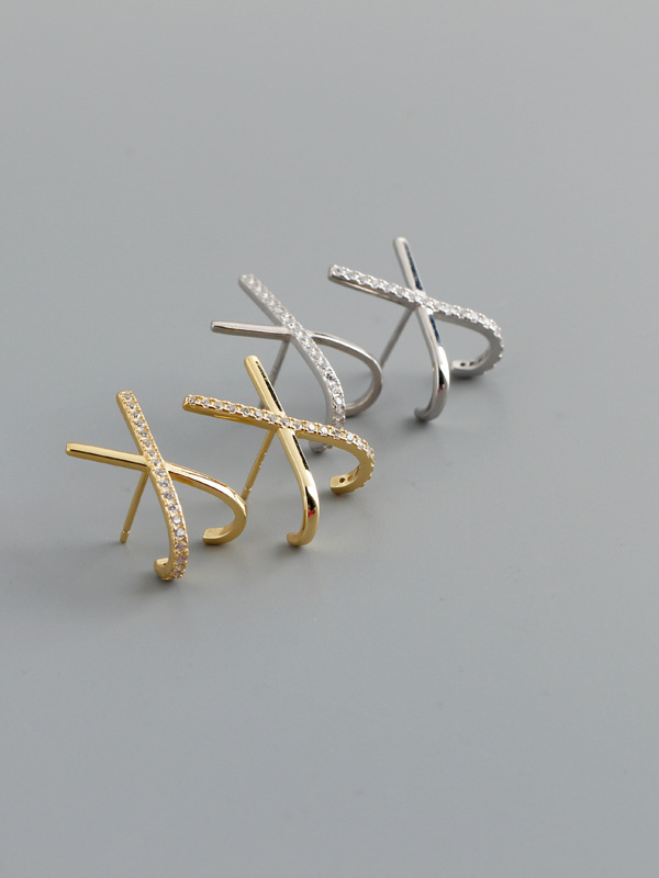 1 Pair Fashion Letter Sterling Silver Inlay Zircon Ear Studs display picture 2