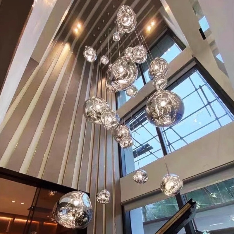 デザイナー溶岩レストランシャンデリアファッションシンプルloft階段別荘複式マンション不規則ランプ卸売り|undefined