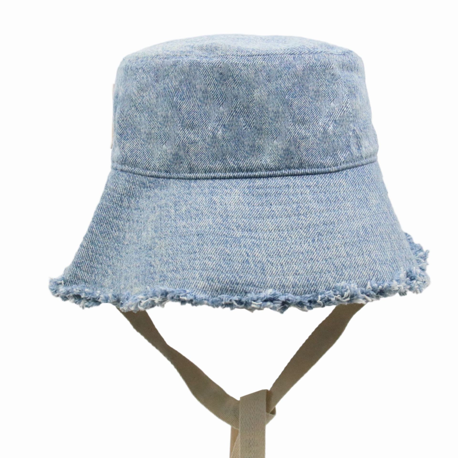 Sombrero de pescador, bordado en bruto de mezclilla para mujer, logotipo impreso, sombrero de publicidad exterior, sombrero de protección solar de primavera personalizado