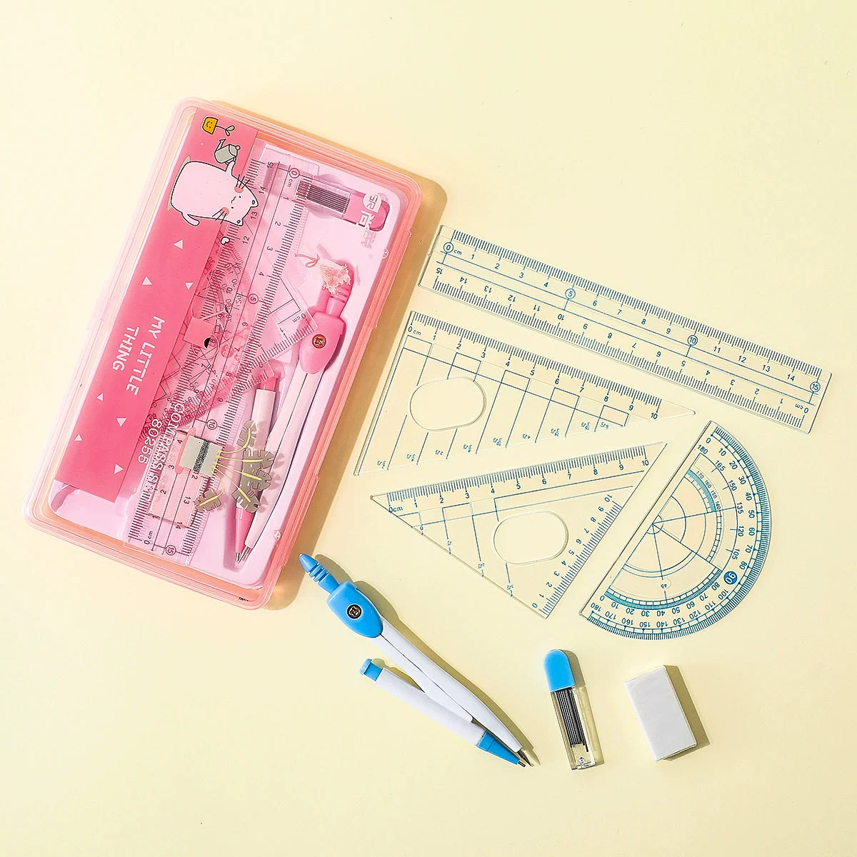 尚锐 8025 metal compass seven-piece ruler set student-specific drawing multi-functional metal ruler set