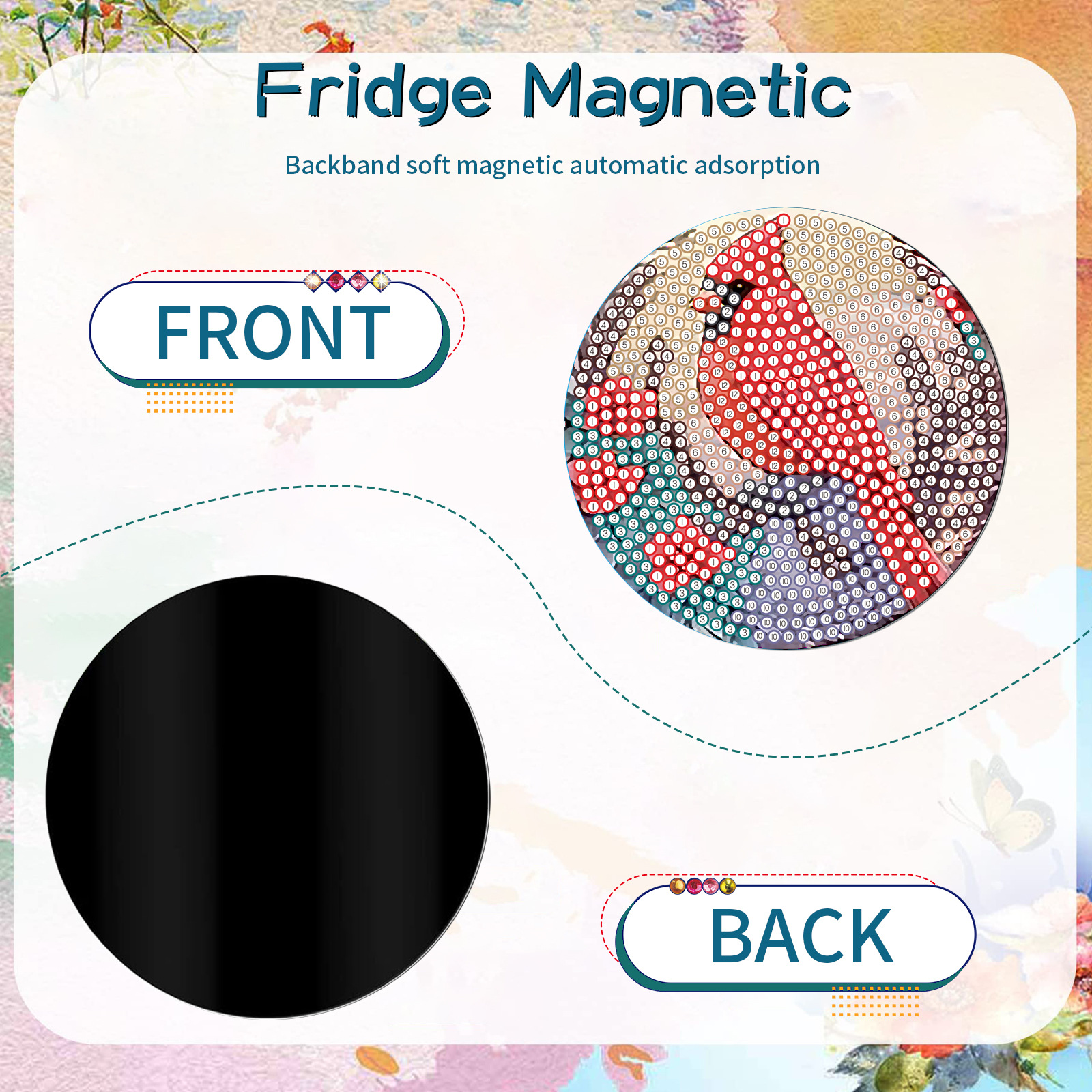 Redondo pájaro dibujo de diamantes pegatinas de refrigerador diy creativo pegatinas de diamantes suaves magnetismo juguetes hechos a mano para niños al por mayor