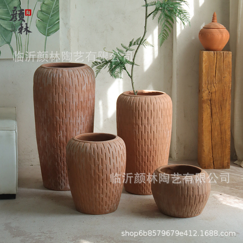 Arte de cerámica roja maceta de cerámica gruesa estilo americano retrógrado cerámica roja estilo europeo jardín paisaje plantación combinación de maceta transpirable