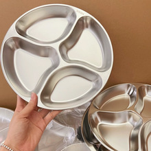 304不锈钢分餐盘加深大容量学生餐盘加厚分格快餐盘多用途备菜盘