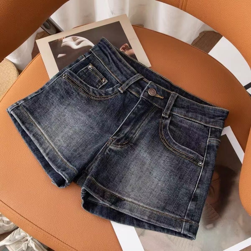 2026 Summer New American Style Spicy Girl Washed Vintage Niche Trendy Haze Blue Jeans Black Blue Shorts