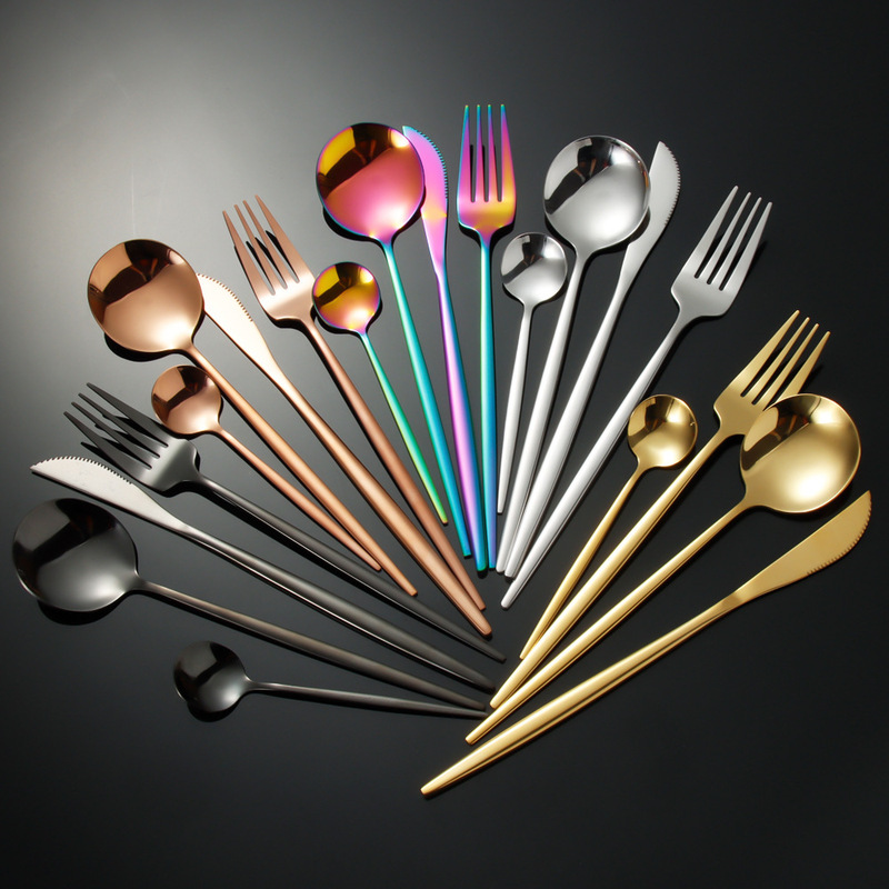 Cross-Border Portuguese Stainless Steel Cutlery 4/5-Piece Set, Exquisite Home-Use Western-Style Knife, Fork, and Spoon Set Cross-Border Portuguese Stainless Steel Cutlery 4/5-Piece Set, Exquisite Home-Use Western-Style Knife, Fork, and Spoon Set