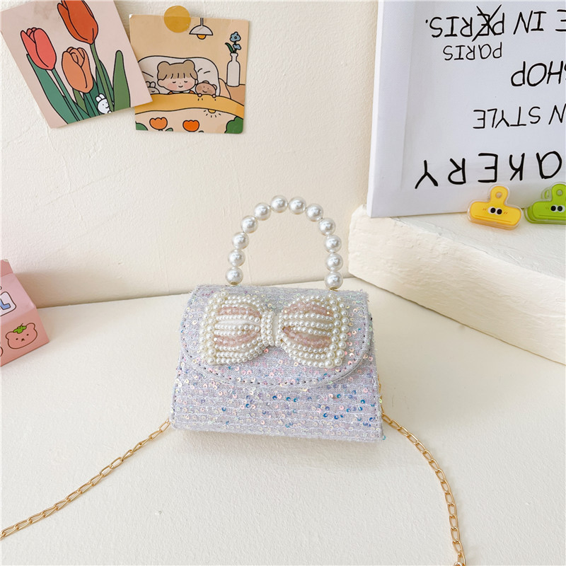 2025 nuevo pequeño viento perfumado bolso de niños princesa viento beaded bolso de cambio de mano bolso de hombro de moda bolso de cadena