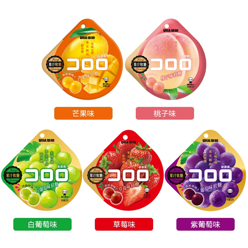 Candy (UHA) cool dew juice soft fudge, assorted fruit flavors, 72-pack box