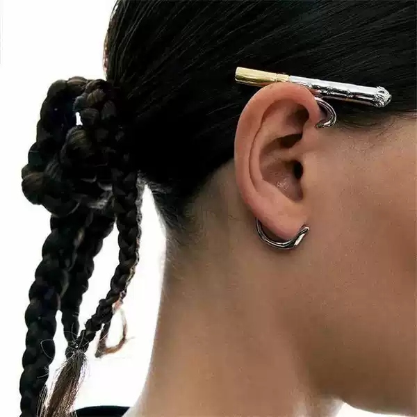 Cross-Border European and American Fashion Ear Hooks, Cigarette Ear Hooks, No Pierced Ear Clips, High-End Neutral Niche Earrings, High-End