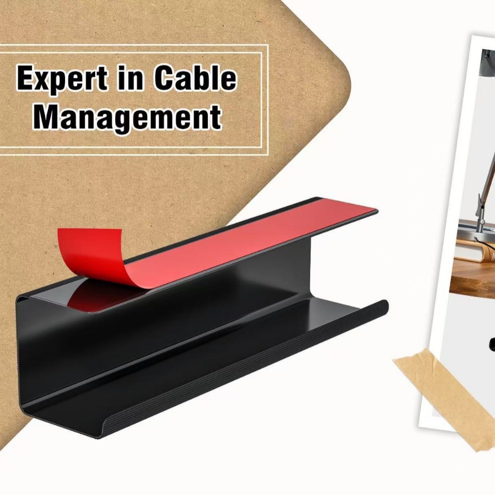 桌下理线器电线插排纳盒免打孔藏线槽线路整理走线神器理线架