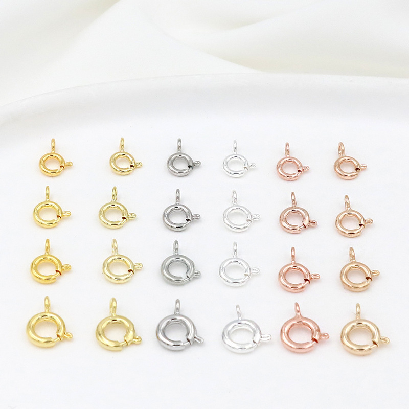 Pure copper plated real gold 18K color retention spring buckle slingshot buckle Q buckle round buckle diy accessory buckle necklace bracelet buckle B92 Pure copper plated real gold 18K color retention spring buckle slingshot buckle Q buckle round buckle diy accessory buckle necklace bracelet buckle B92