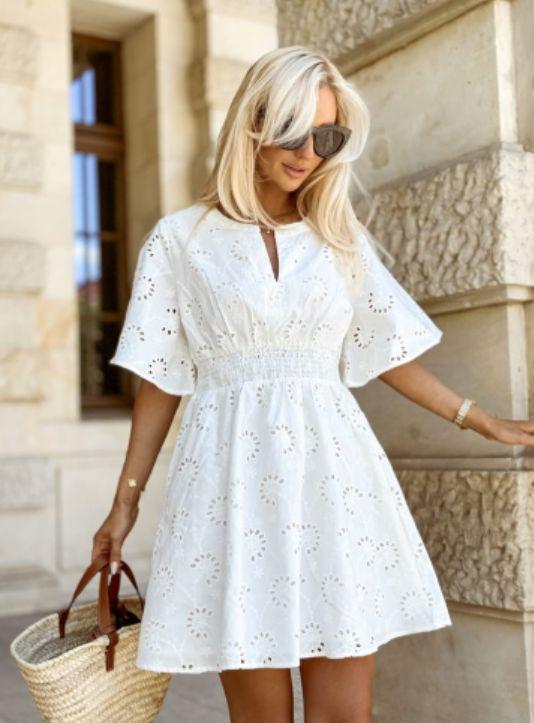 New European American Cro-border French-tyle With Hollow-out Deign, Elegant And Limming V-neck Women' Fahion_ecoleips.com