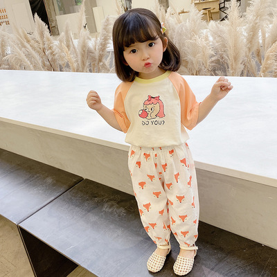 女童短袖2021新款夏季儿童韩版棉卡通半袖上衣中小童薄款T恤潮|ru