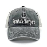 Marthas Vineyard вышивка угольный уголь серый водяной хлопок водитель грузовика сетка шляпа на заказ