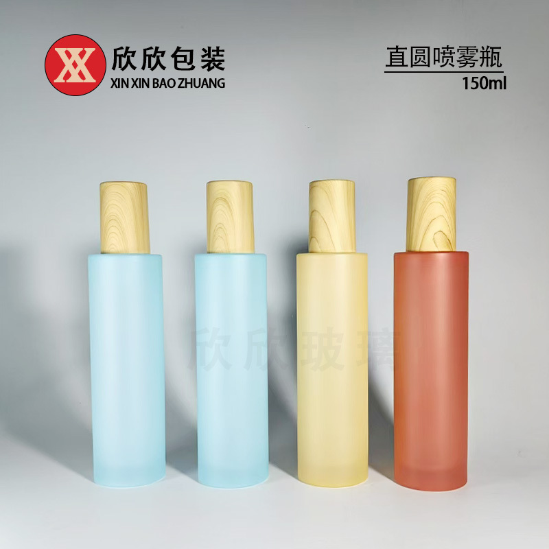 木目調カバー 24歯 150ml フラットショルダー スプレーローションボトル 厚底エッセンス 透明ボトル 真空ボトル|undefined