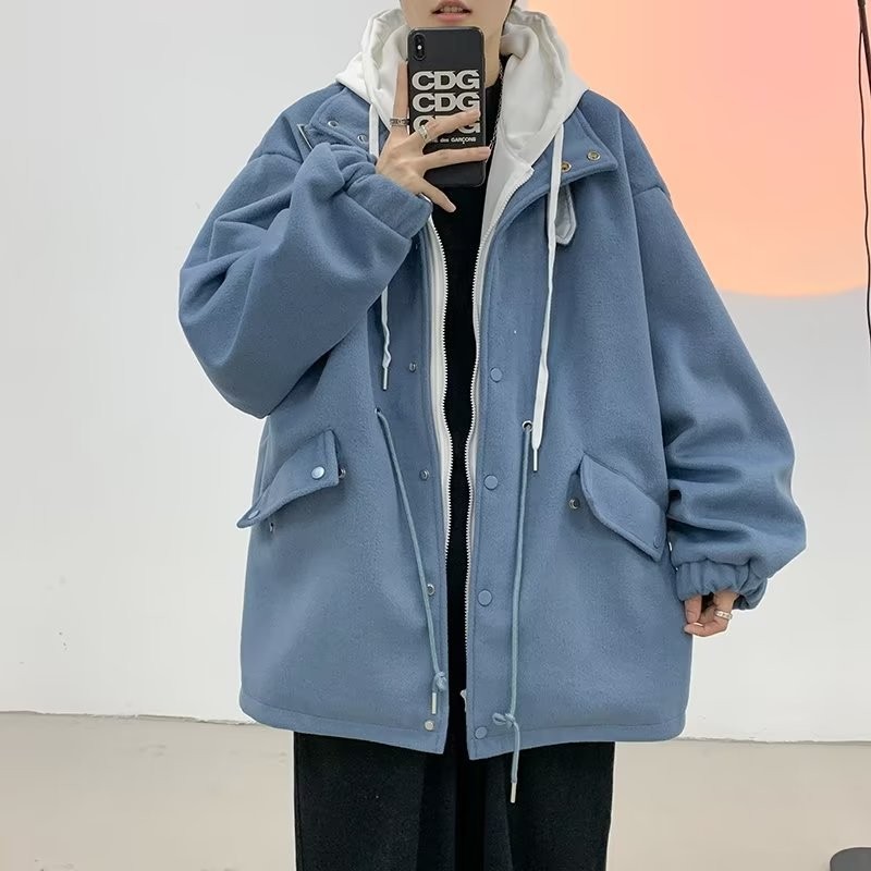 Chaqueta de dos piezas de estilo de Hong Kong para hombre, chaqueta de todo fósforo suelta casual de primavera y otoño, ropa de trabajo con capucha, pareja de moda, top de otoño