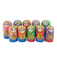5層の色絵のフロストロシアの子供の5層のカラーのペンキの手描きの木製の子供の各種の手作りの子供の人形
