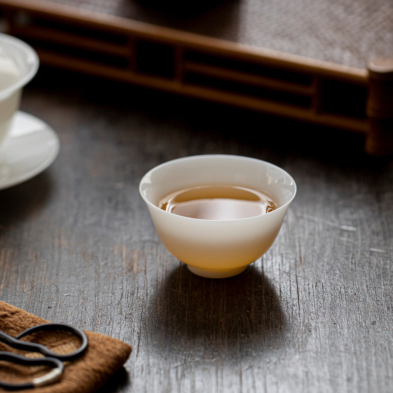 墨己璞玉茶具冰种羊脂玉瓷陶瓷家用主人杯功夫茶具茶杯高档品茗杯|undefined