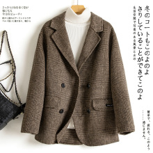 双面羊绒格子西装外套2024秋冬新款网红手工缝制双面羊毛大衣7048