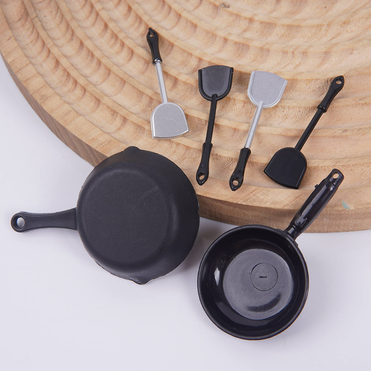 微缩仿真炒锅平底锅锅铲仿真迷你厨房娃娃屋dollhouse过家家食玩