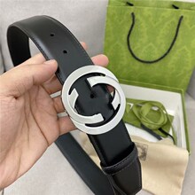 现货古皮带黑色双G男士女士腰带牛皮经典压纹男女士高级感