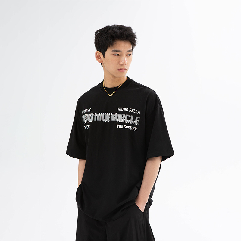 Summer retro Japanese trend T-shirt with a round collar