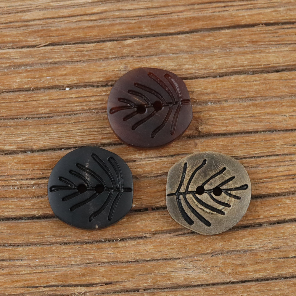志禾芭蕉扇叶片型复古烧青皮衣麂皮外套大衣西服衬衫天然牛角纽扣