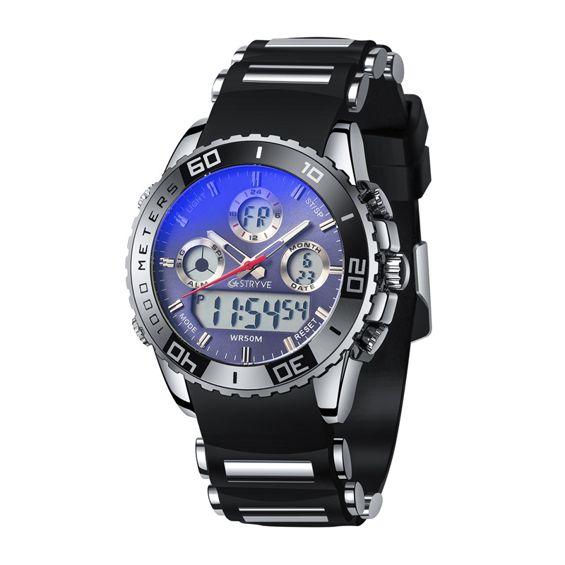 STRYVE nuevo reloj deportivo para hombres de doble pantalla todo el punto rápido cronometraje luminoso reloj de moda entrega de una pieza