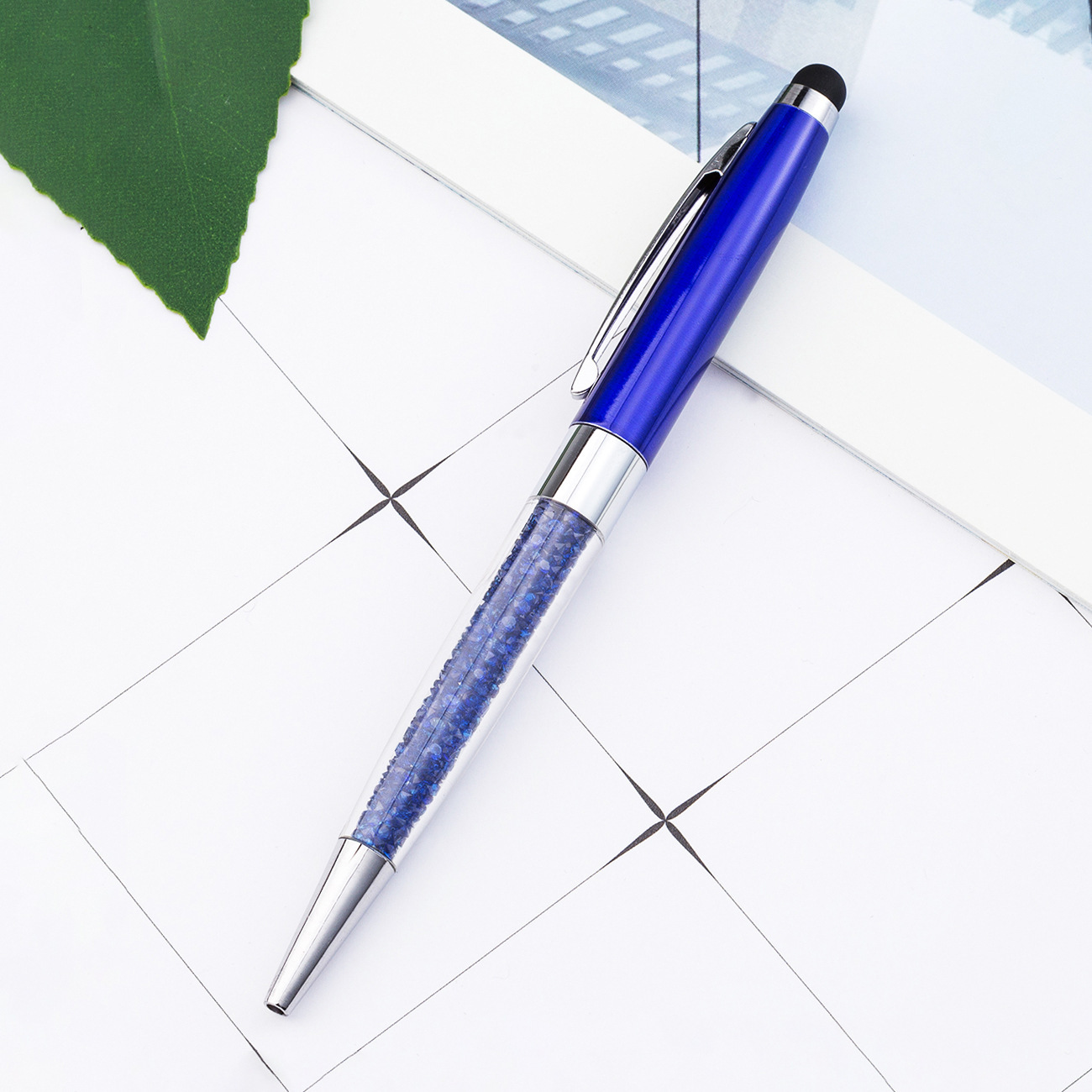 Bolígrafo de cristal de metal rotativo bolígrafo de diamante de escritura de papelería coreana bolígrafo de pantalla táctil