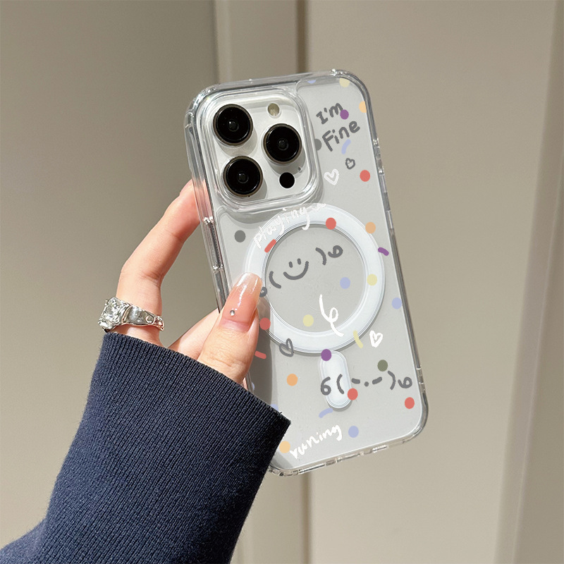 For Apple 16 Magnetic Mobile Phone Case Color Wave Dot 15promax New Female 14 Creative 13 Cartoon 12 Drop-resistant For Apple 16 Magnetic Mobile Phone Case Color Wave Dot 15promax New Female 14 Creative 13 Cartoon 12 Drop-resistant