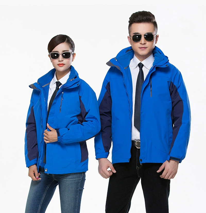 定制logo户外冲锋衣男女加绒外套三合一可拆卸登山服秋冬季工作服