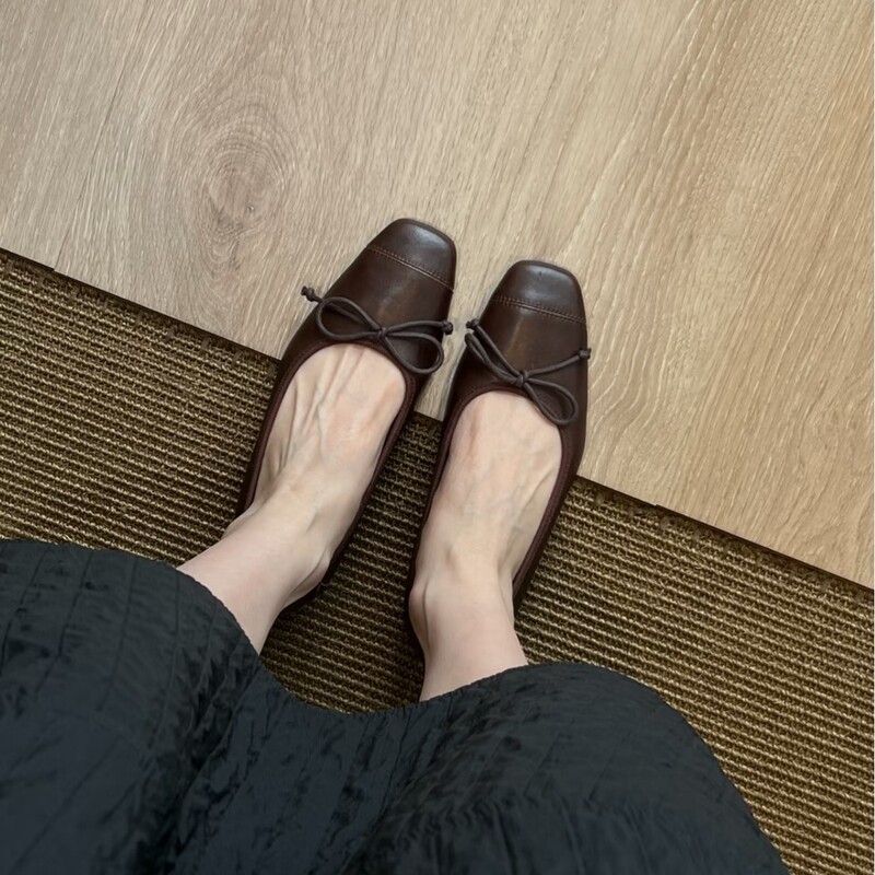 超软羊皮~真皮法式单鞋女平底温柔晚晚鞋蝴蝶结芭蕾鞋软底蛋卷鞋|undefined