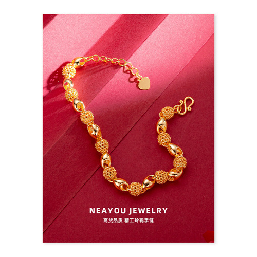 Retro gold-plated high-end hollow exquisite bracelet for women Ethnic style gold-plated women's exquisite exquisite bracelet