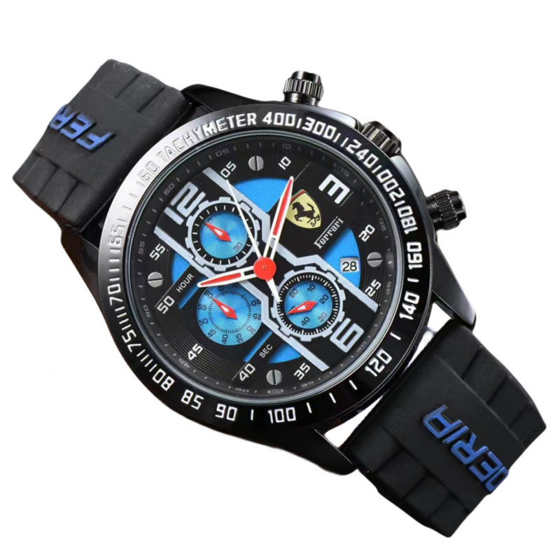Six-pin Full-function Chronograph Rubber Belt Men's Farah Brand Casual Running Seconds Chronograph Watch Foreign Trade Explosions