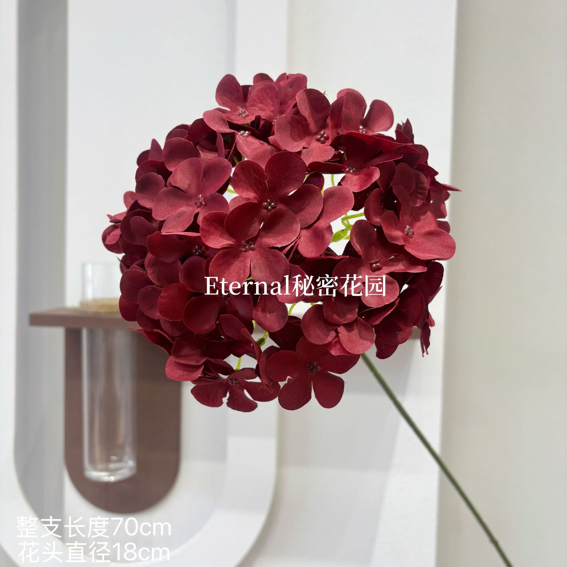 Flores de simulación de hortenida de una sola ramita grande de hortenida pipita de flores de pared de flores de filas de flores que guían el salón de bodas de flores al por mayor de bodas transfronterizas
