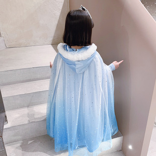 Halloween Frozen Aisha Cloak Hooded Mao Mao Cloak Spring Autumn Winter Children Aisha Gradient Vessel Shawl