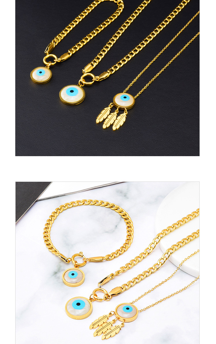 Fashion Eye Titanium Steel Pendant Necklace Inlay Shell Stainless Steel Necklaces 1 Piece