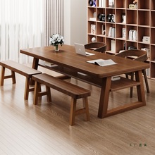 北欧实木大长书桌客厅双人学习桌现代简约家用电脑桌阅读桌工作台