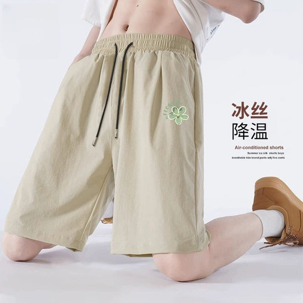 Silk apricot shorts flower-shaped