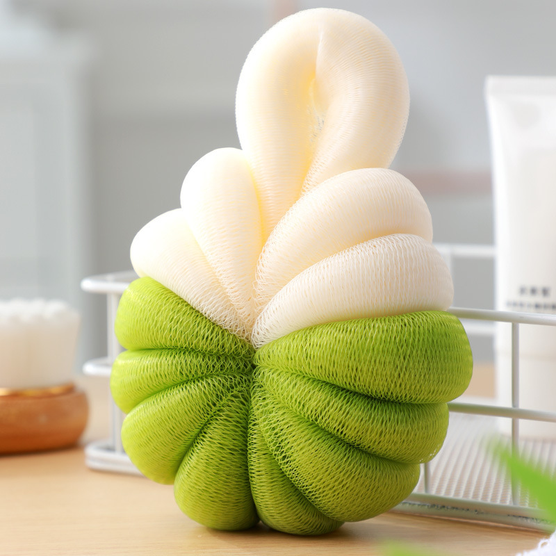 Bolas de baño de dos colores en forma de calabaza, bolas de baño, flores de baño de goma super suave, espumantes de goma, baño de baño