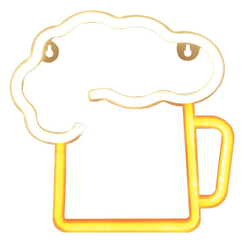 Transfronterizo nuevo LED de luz de neón taza de cerveza modelado luz creativa bar bebiendo cerveza luz decorativa suministro directo de fábrica