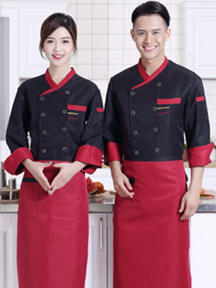 Ropa de trabajo de chef de invierno ropa de cocina de restaurante de invierno de manga larga para hombres ropa de chef de otoño e invierno ropa de mujer